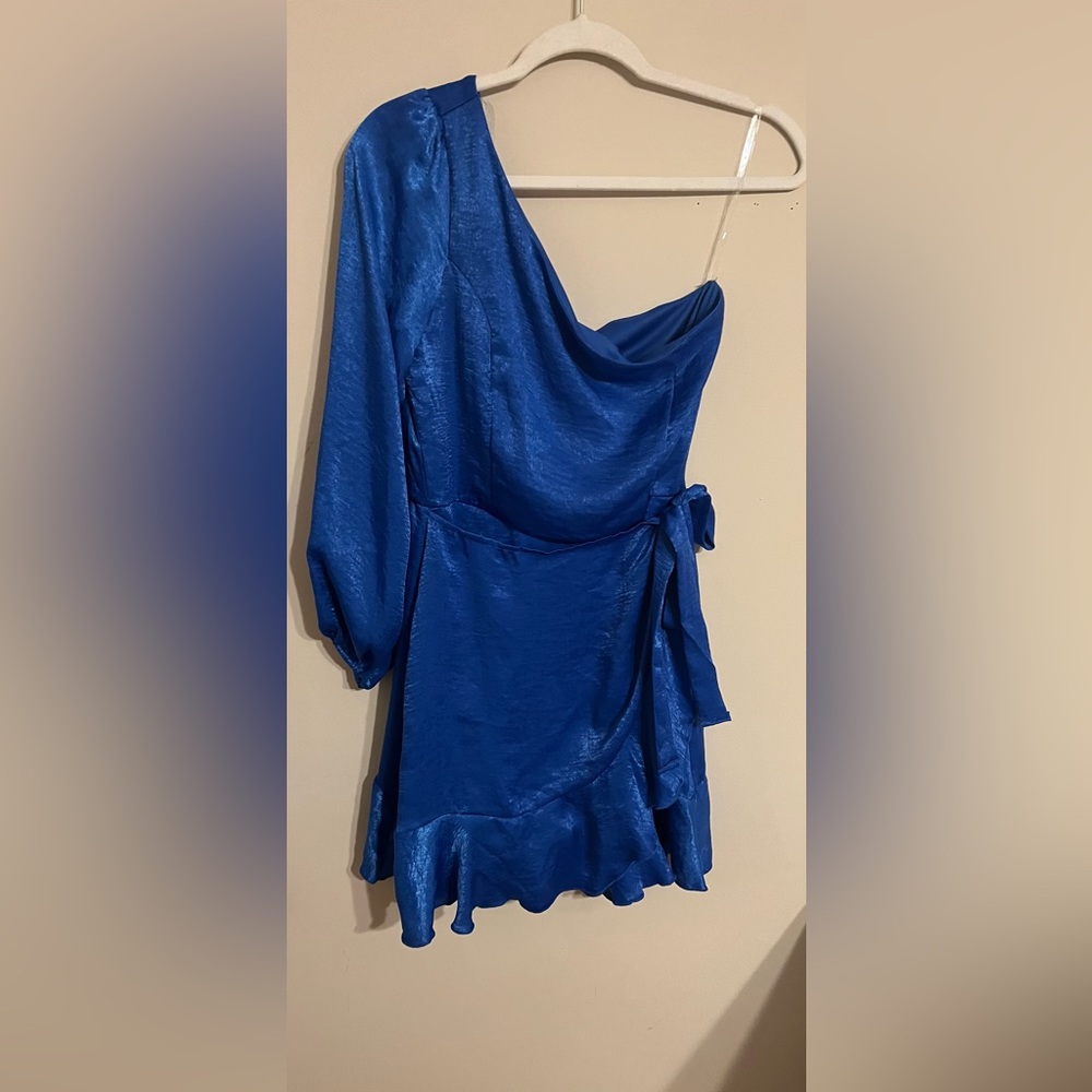 NWT Peach Love One Shoulder Satin Dress